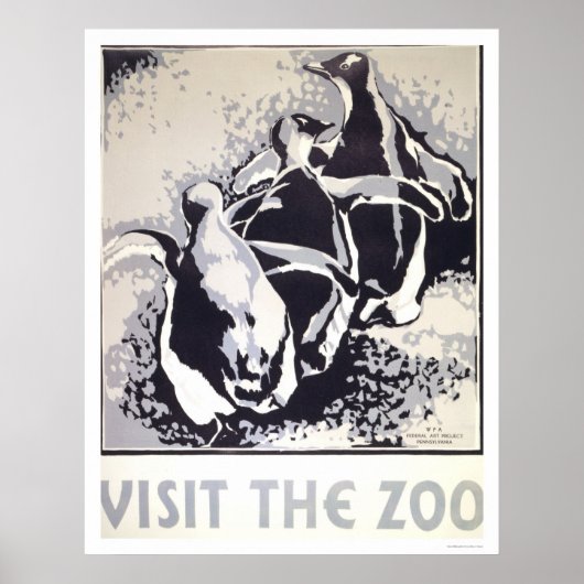 Bezoek het Zoo Penguin 1936 WPA Poster (Voorkant)