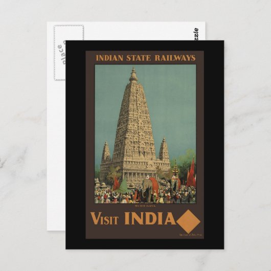 Bezoek India Budh Gaya Briefkaart (Voorkant / Achterkant)
