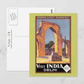 Bezoek India ~ Delhi Briefkaart (Voorkant / Achterkant)