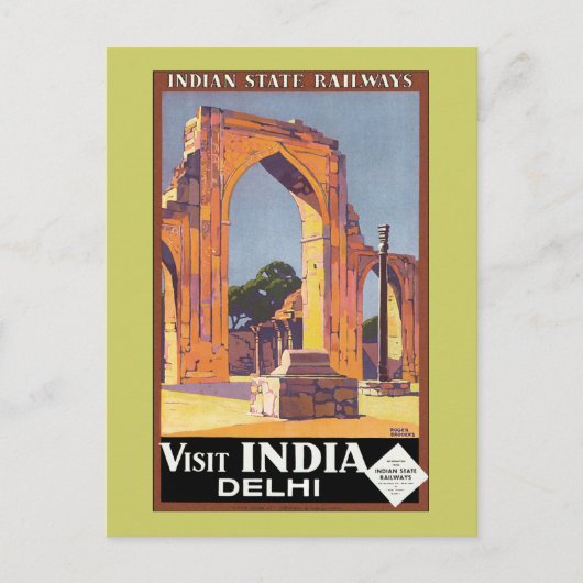Bezoek India ~ Delhi Briefkaart (Voorkant)