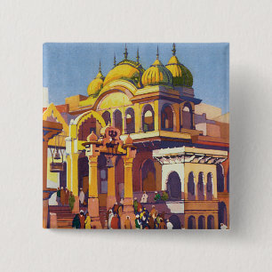 Bezoek India Muttra Vierkante Button 5,1 Cm