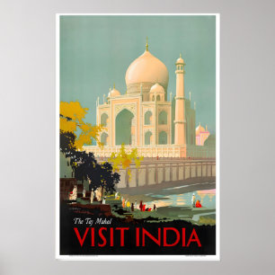 Bezoek India Taj Mahal Unesco Vintage Reisposter Poster