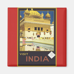 Bezoek India Vintage Poster Magnet Magneet