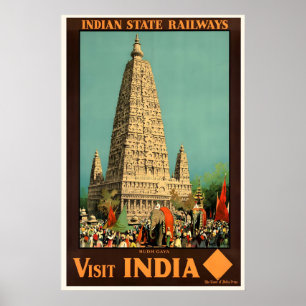 Bezoek India Vintage Reisposter Print