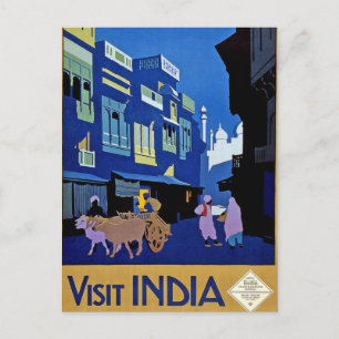 Bezoek India Vintage Travel Art Briefkaart