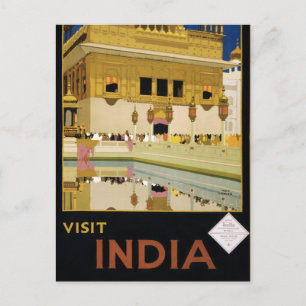 Bezoek India Vintage Travel Poster teruggezet Briefkaart