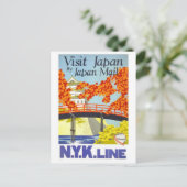 "Bezoek Japan" Vintage Travel Poster Briefkaart (Staand voorkant)