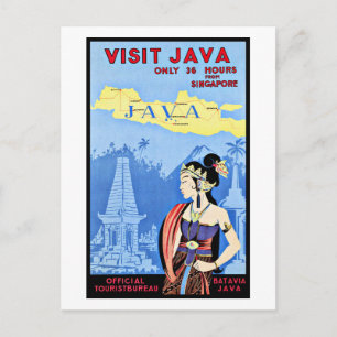 Bezoek Java Indonesia uit Singapore Briefkaart