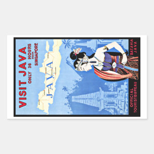 Bezoek Java Indonesia uit Singapore  Rechthoekige Sticker