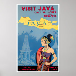 Bezoek Java vintage-reizen Poster
