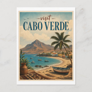 Bezoek Kaapverdië Reis Vintage Briefkaart