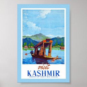 Bezoek Kashmir Vintage Poster Gerestaureerd