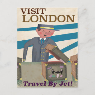 Bezoek Londen vintage reisposter kunst Briefkaart