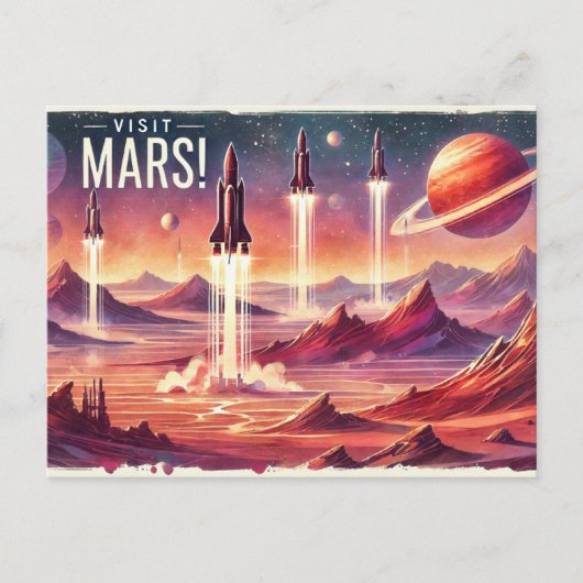 Bezoek Mars! Briefkaart (Voorkant)
