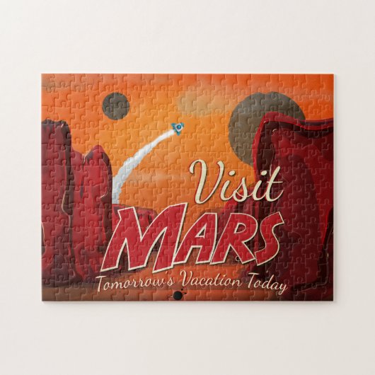 Bezoek Mars Vintage Poster Legpuzzel (Horizontaal)