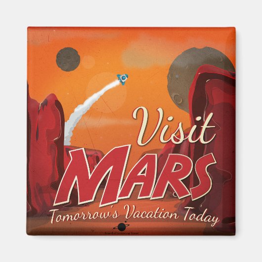 Bezoek Mars Vintage Poster Magneet (Voorkant)