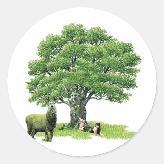 Bezoek met Father Oak Ronde Sticker (Voorkant)