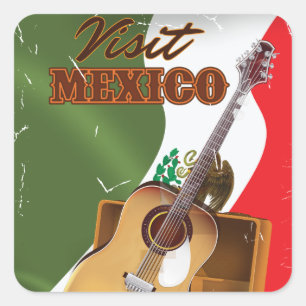 Bezoek Mexico vintage reisposter Vierkante Sticker