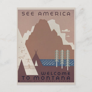 Bezoek Montana America  Briefkaart
