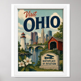 Bezoek Ohio Reizen Vintage Poster