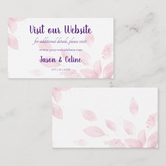 Bezoek onze trouwkaart op website plaatskaartje (Voorkant / Achterkant)