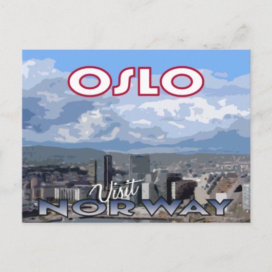 Bezoek... Oslo, Noorwegen - briefkaart (Voorkant)