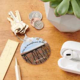 Bezoek PA Wilds Picturesque Souvenir Kinzua Bridge Sleutelhanger