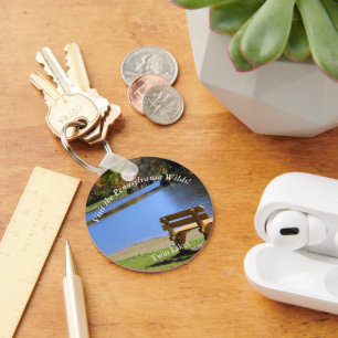 Bezoek PA Wilds Picturesque Souvenir Twin Lakes AN Sleutelhanger