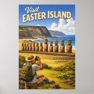 Bezoek Paaseiland - Vintage Reisposter Poster
