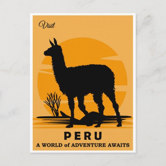  bezoek Peru Llama Travel Briefkaart (Voorkant)