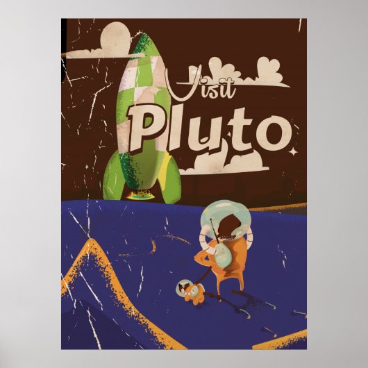 Bezoek Pluto Vintage Reisposter Poster (Voorkant)