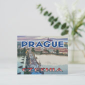 Bezoek... Praag, Tsjechisch Briefkaart (Staand voorkant)