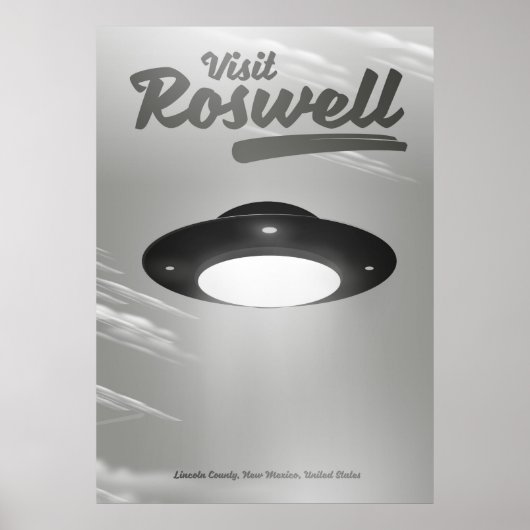 Bezoek Roswell UFO vintage poster (Voorkant)