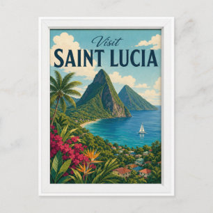 Bezoek Saint Lucia Reis Vintage Briefkaart