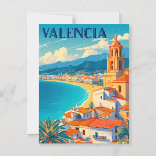 Bezoek Valencia Spanje   Retro Travel Briefkaart
