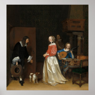 Bezoek van de gitaar - G. ter Borch Fine Art Poste Poster