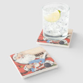  bezoek van de kerstman stenen onderzetter (Zijkant)