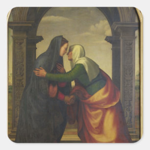 Bezoek van Elizabeth aan de Maagd Mary Vierkante Sticker