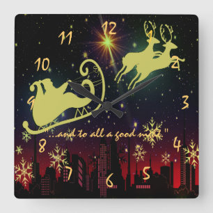 bezoek van St. Nicolaas de nacht voor Kerstmis Vierkante Klok