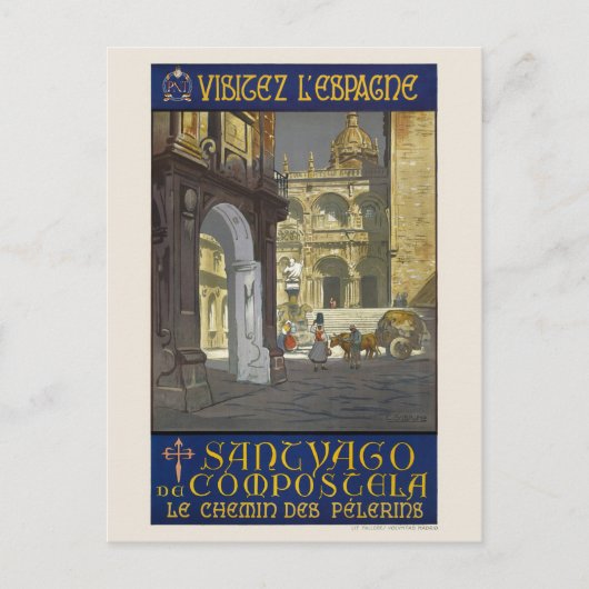 Bezoek Vintage Poster 1920 Spanje Briefkaart (Voorkant)
