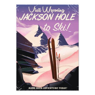 Bezoek Wyoming! Jackson Hole ski reisposter Foto Afdruk