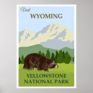 Bezoek Wyoming, Yellowstone National Park Poster