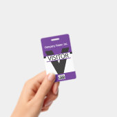 Bezoekersbadge met uw logo - Paars Badge (Handheld)