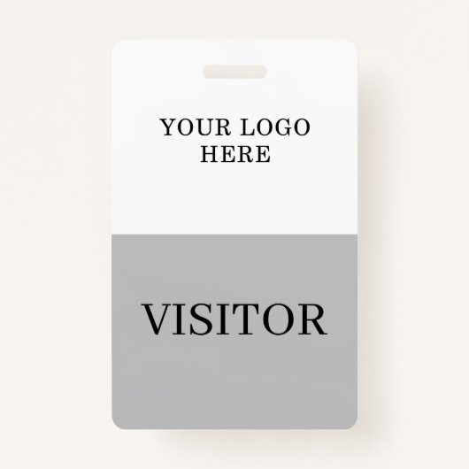 Bezoekersidentiteitskaart in Wit & Grijs Verticaal Badge (Voorkant)