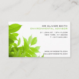 Bezoekerskaart voor milieu en natuur. Groene toon Visitekaartje