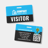 Bezoekerspas ID Logo Bouwplaats Blauw Op Maat Badge (Voor- en achterkant)