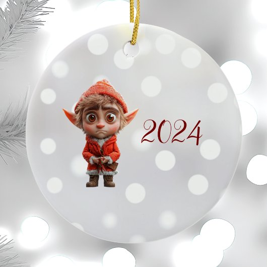 Bezorgd Little Elf Kerst Elf Keramisch Ornament