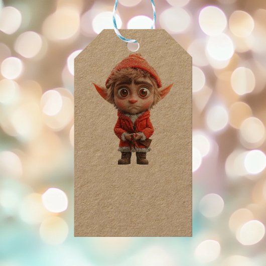 Bezorgd Little Elf Kraft Gift Labels Cadeaulabel