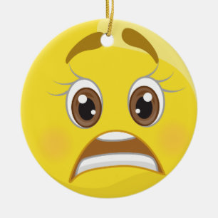 Bezorgde kerstfeestdag in Emoji Keramisch Ornament