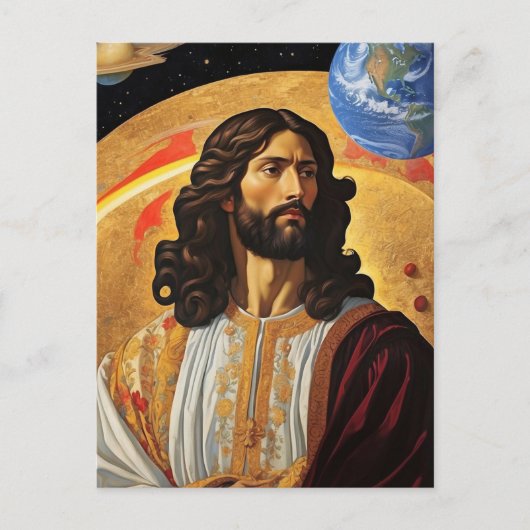*~* Bezorgdheid Jesus Planet Earth AP50 Kosmos Briefkaart (Voorkant)